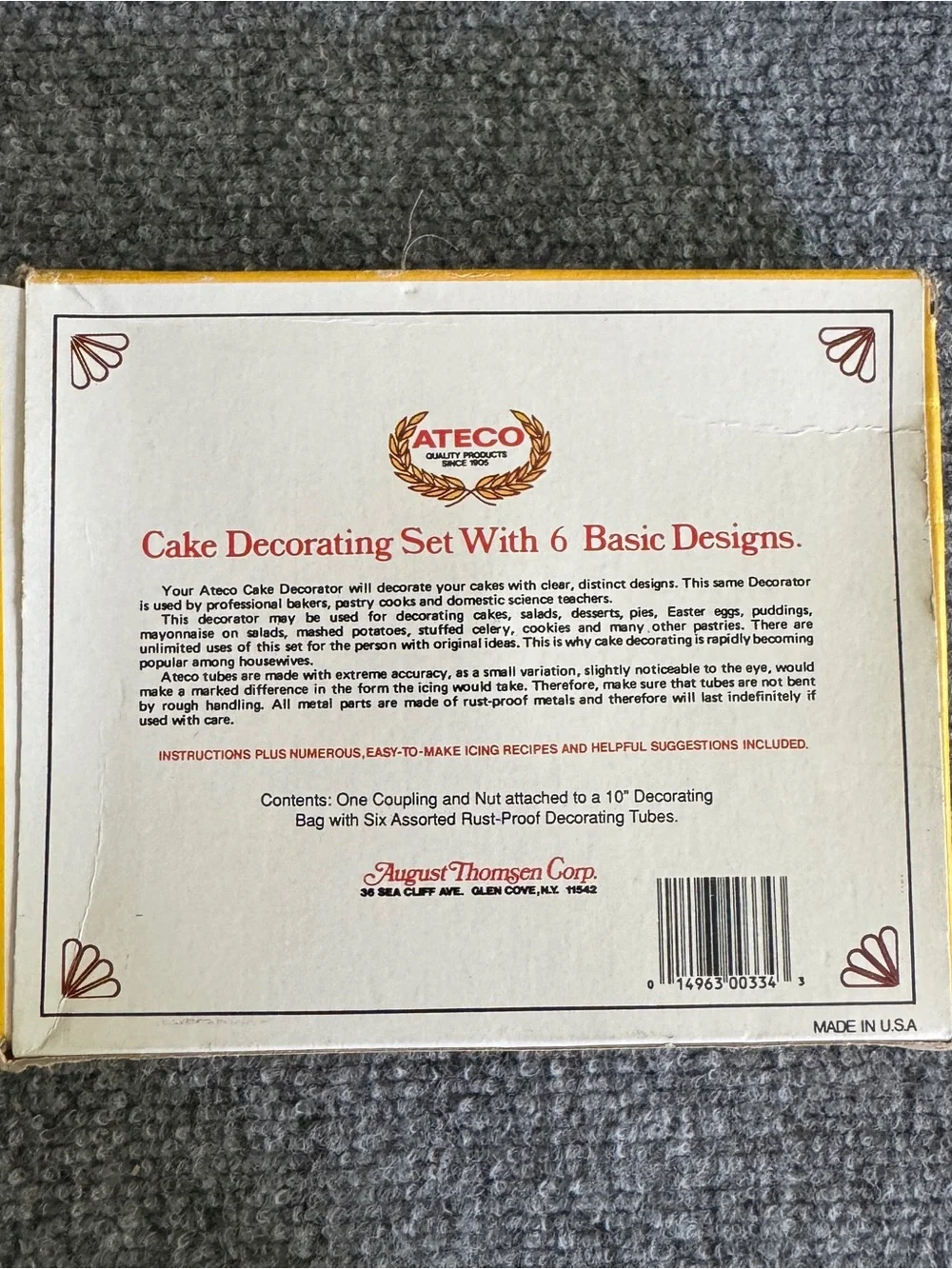 Vintage Ateco Cake Decorating Set Piping Icing Tips Pastry Bag 6 Pc USA